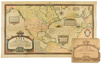 (AVIATION -- PICTORIAL.) Ernest Clegg. Map Showing the Overland and Overseas Flights of Charles A. Lindbergh.                                    